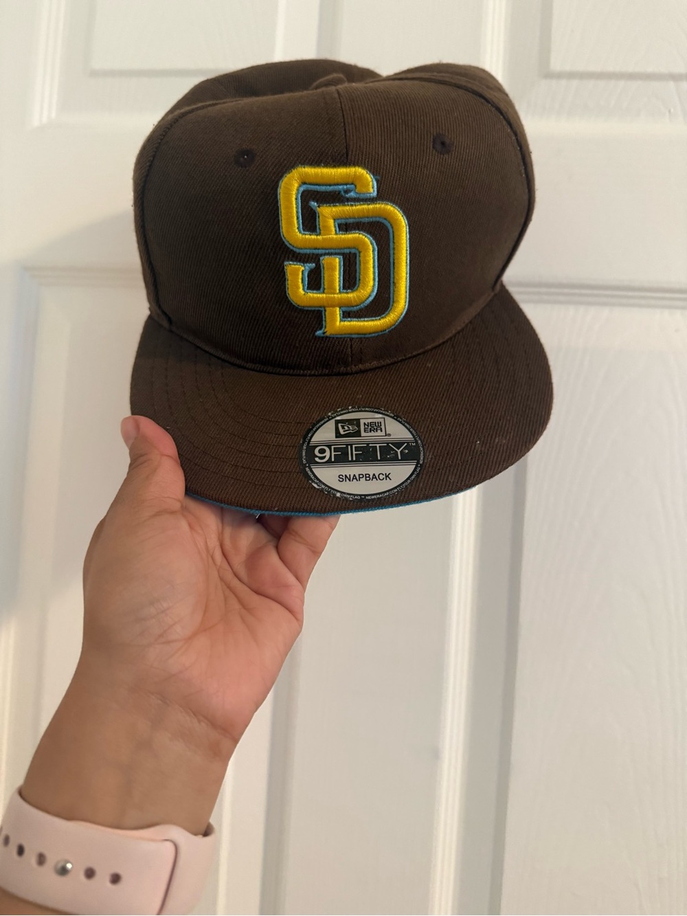 New Era Brown Snapback with Yellow & Teal SD Logo